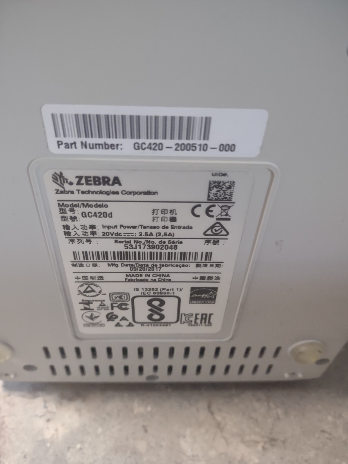 Zebra GC420d  Direct Thermal Desktop Printer