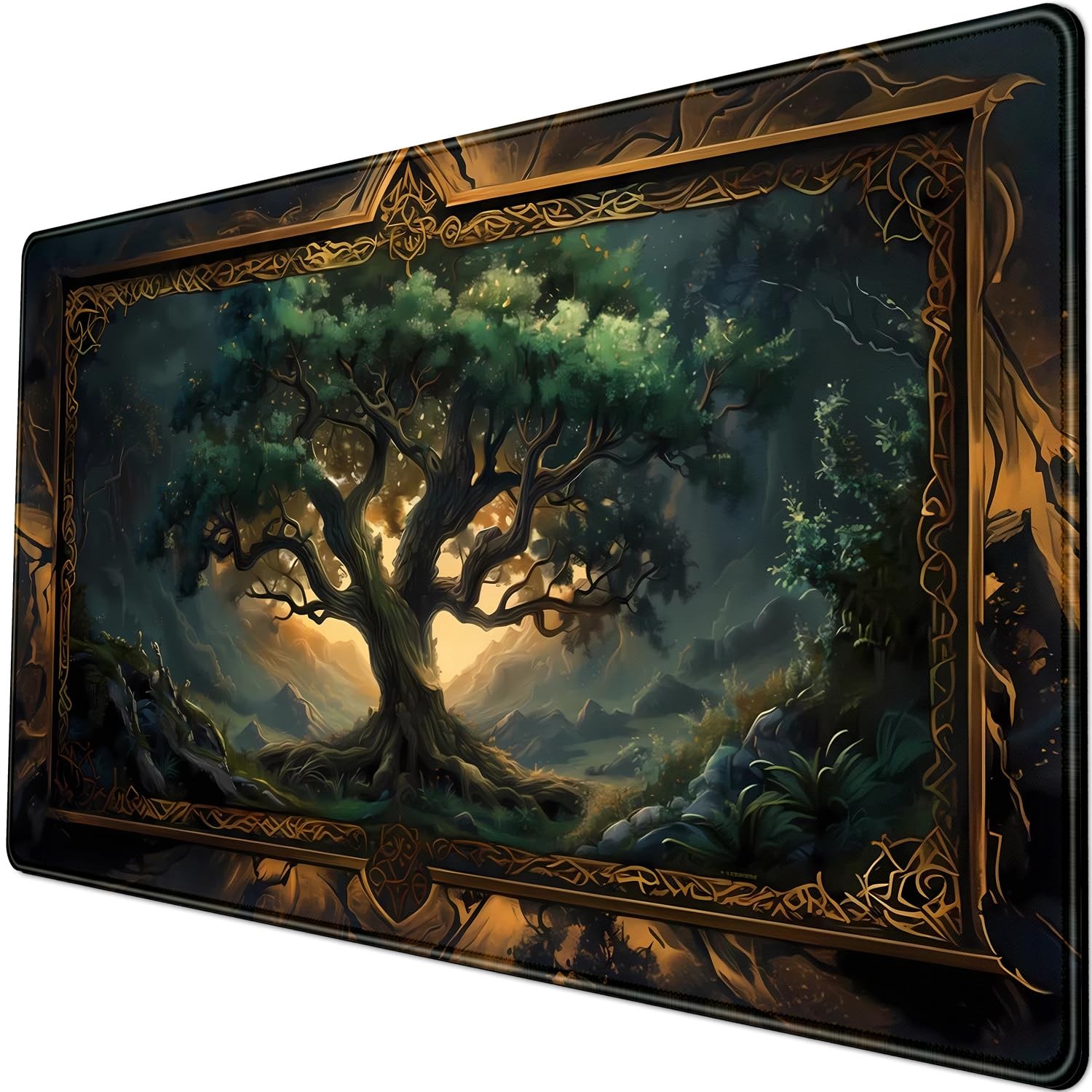 Mystical Green Tree Large Gaming Mouse Pad Forest Tree of Life Deskpad Mat XX...