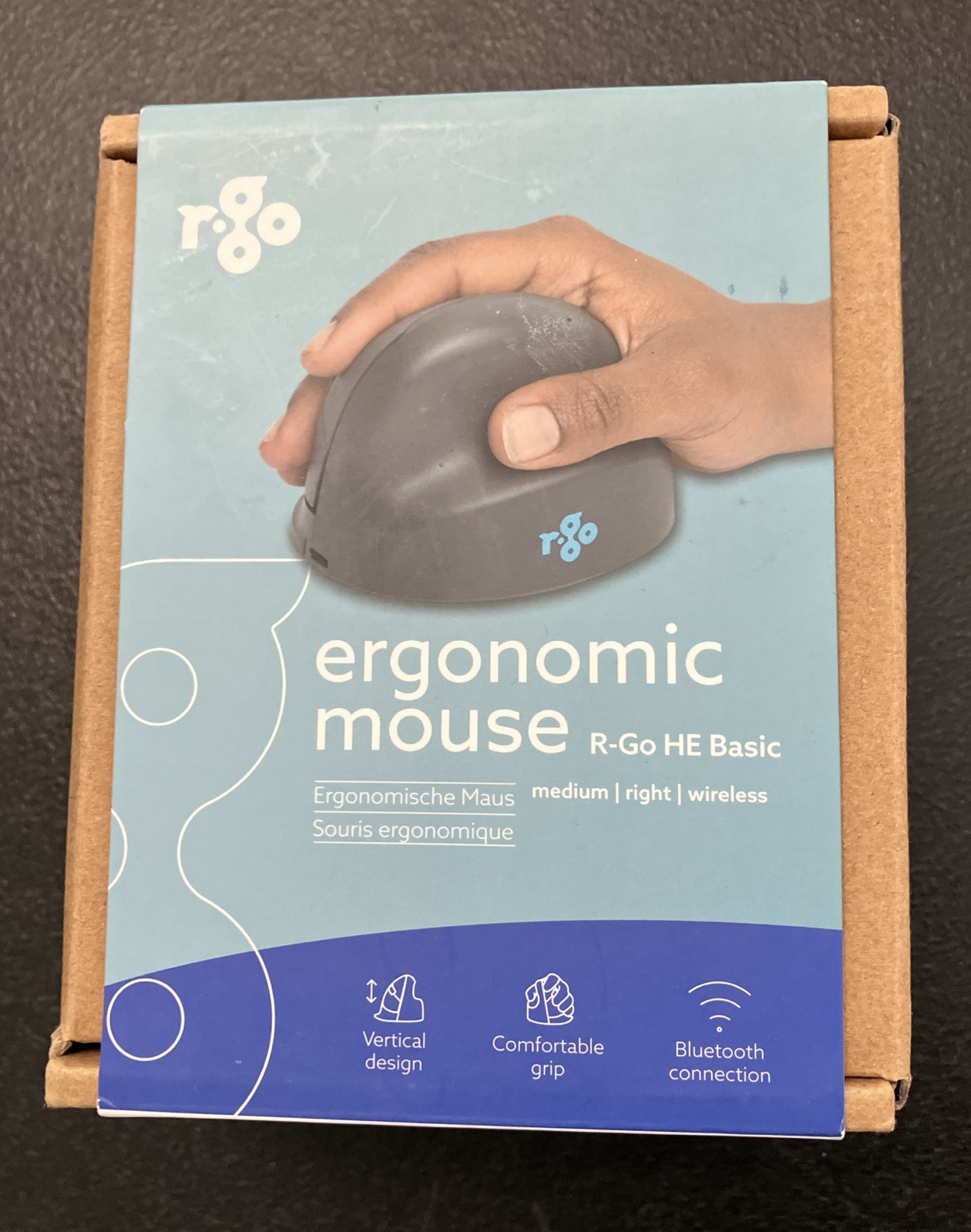 R-Go HE Basic Ergonomic Mouse, Wireless Bluetooth 5.0, Rechargeable, Vertical...