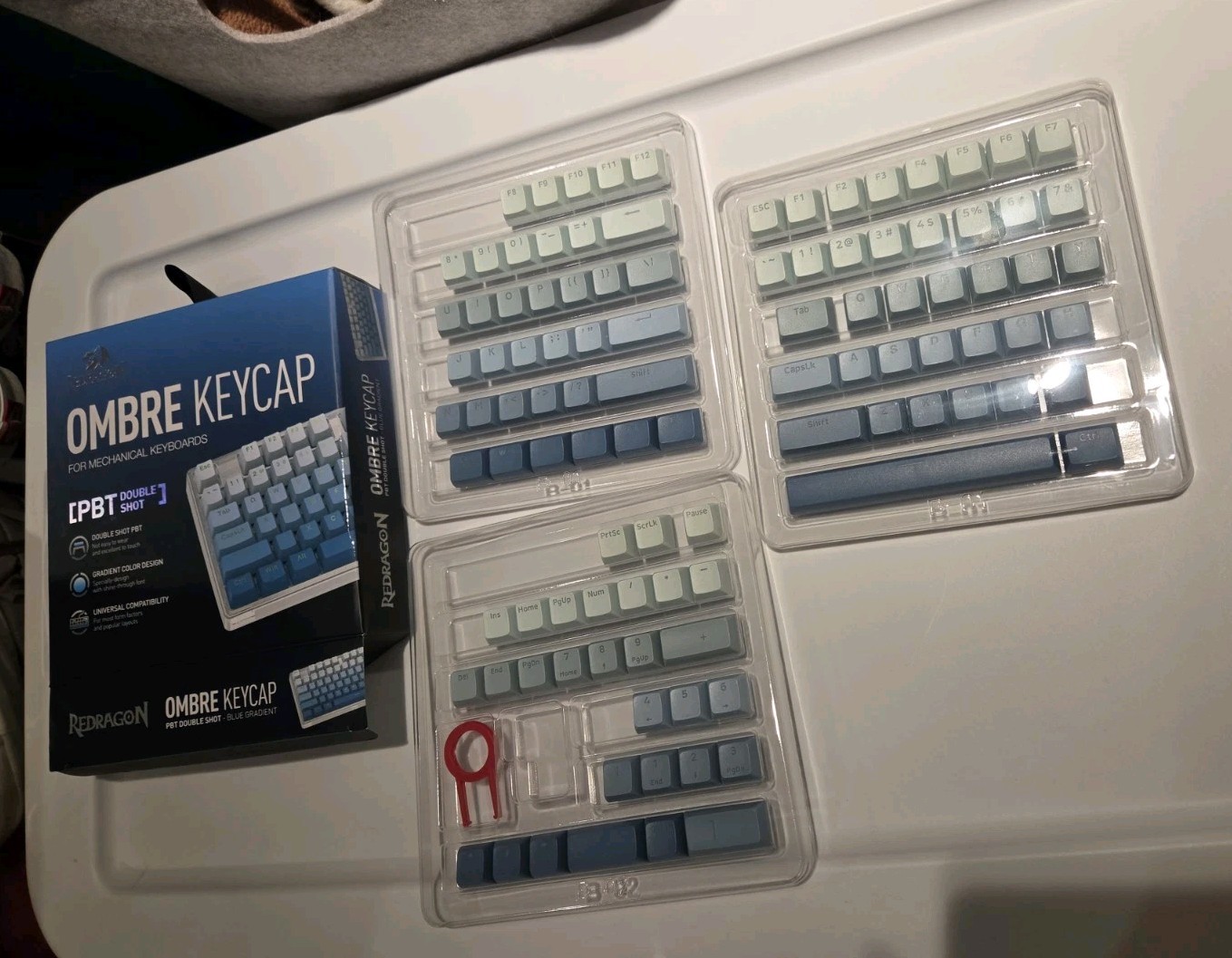 Redragon A134 Blue Gradient Ombre Keycaps PBT Double Shot - 104PCS 