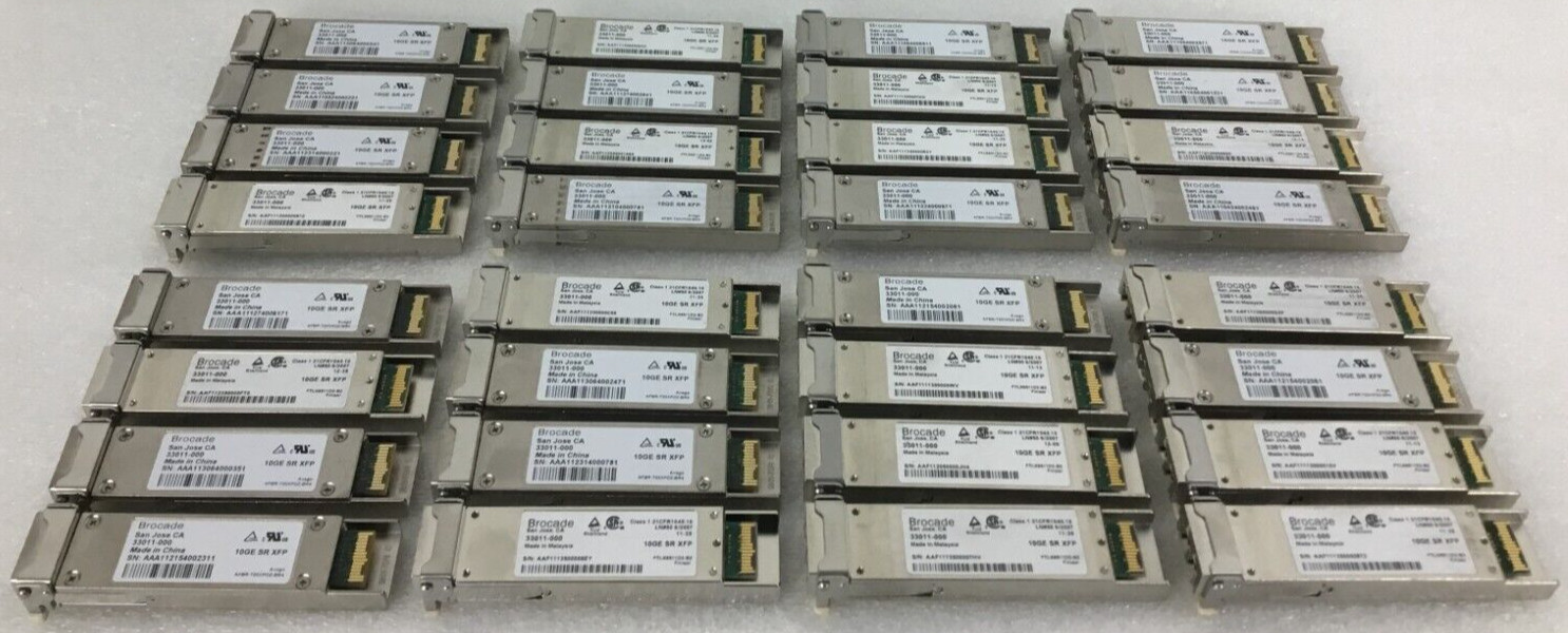 LOT OF 32 Brocade 33011-000 10GE-SR-XFP 10g Short Range XRP