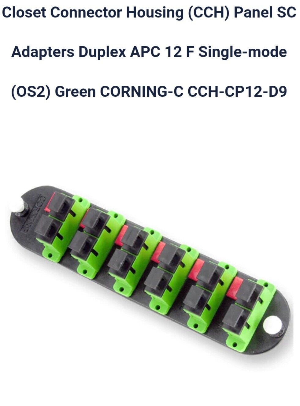 Corning CCH-CP12-D9 Panel, 6 SC Duplex Adapters, SM, 12 Fiber, OS2, Brand New
