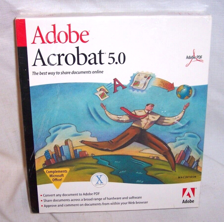 NEW SEALED   Adobe PC BOX Acrobat 5.0 Boxed For  WINDOWS -NIB-