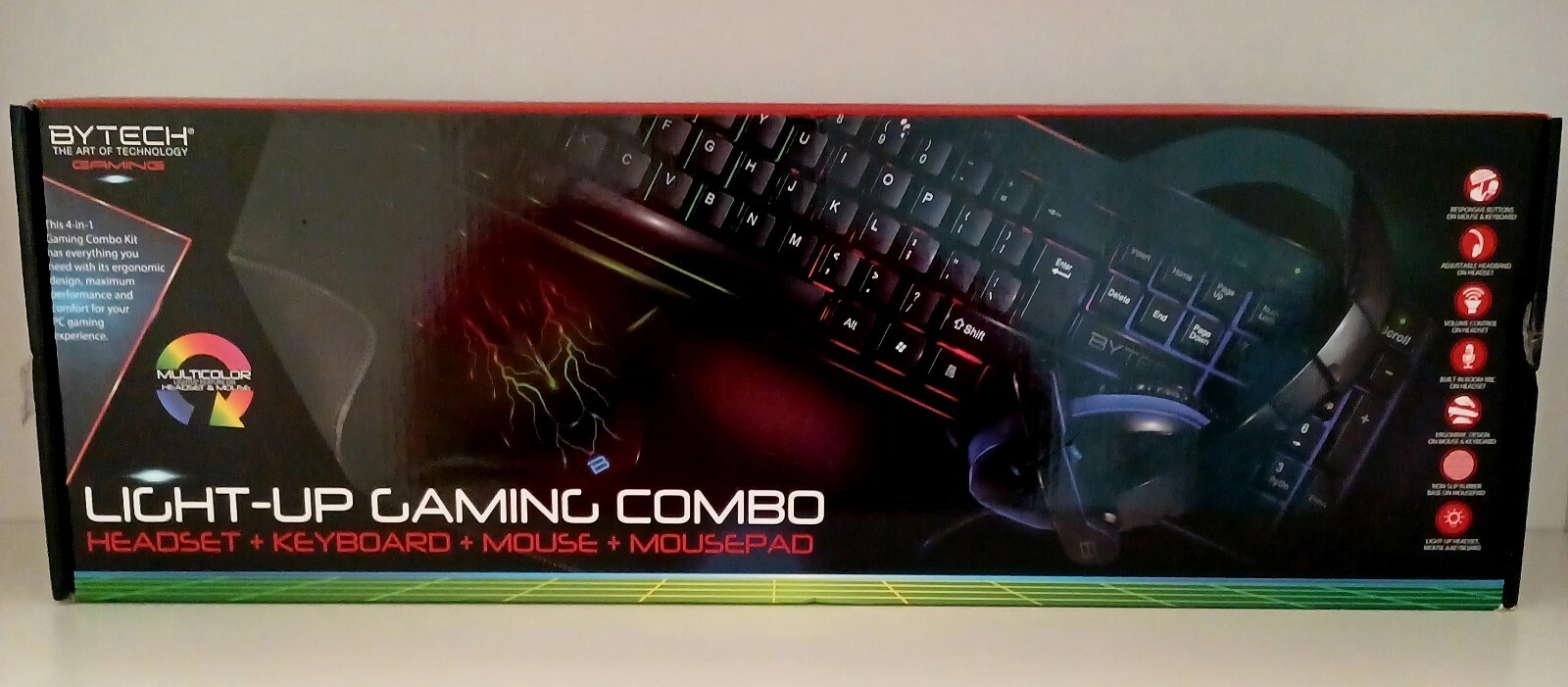 Bytech Gaming Keyboard , headset, mouse, mousepad light up gaming combo New