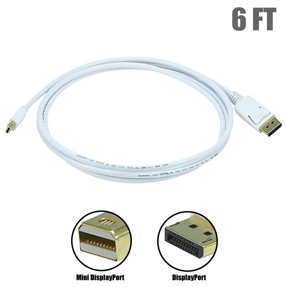 6FT Mini DisplayPort Male to DisplayPort Male Cable Bi Directional Mac Monitor