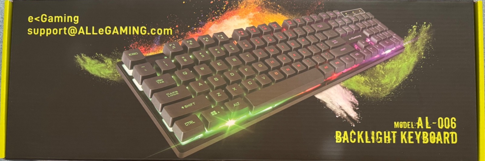 e-gaming AL-006 Rainbow LED Effect Keyboard Backlight 104 Waterproof Keycaps NEW