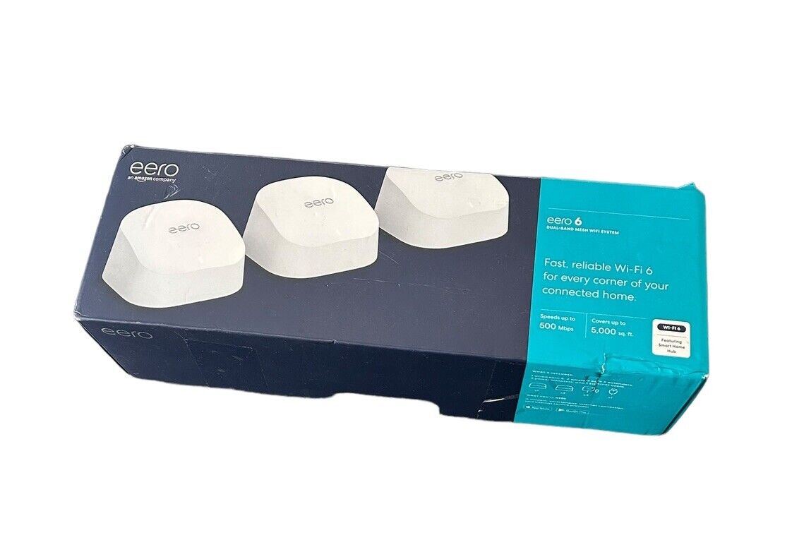 Eero 6 M110311 Dual Band Mesh Wi-Fi Router System 3-Pack INCOMPLETE in Box *READ