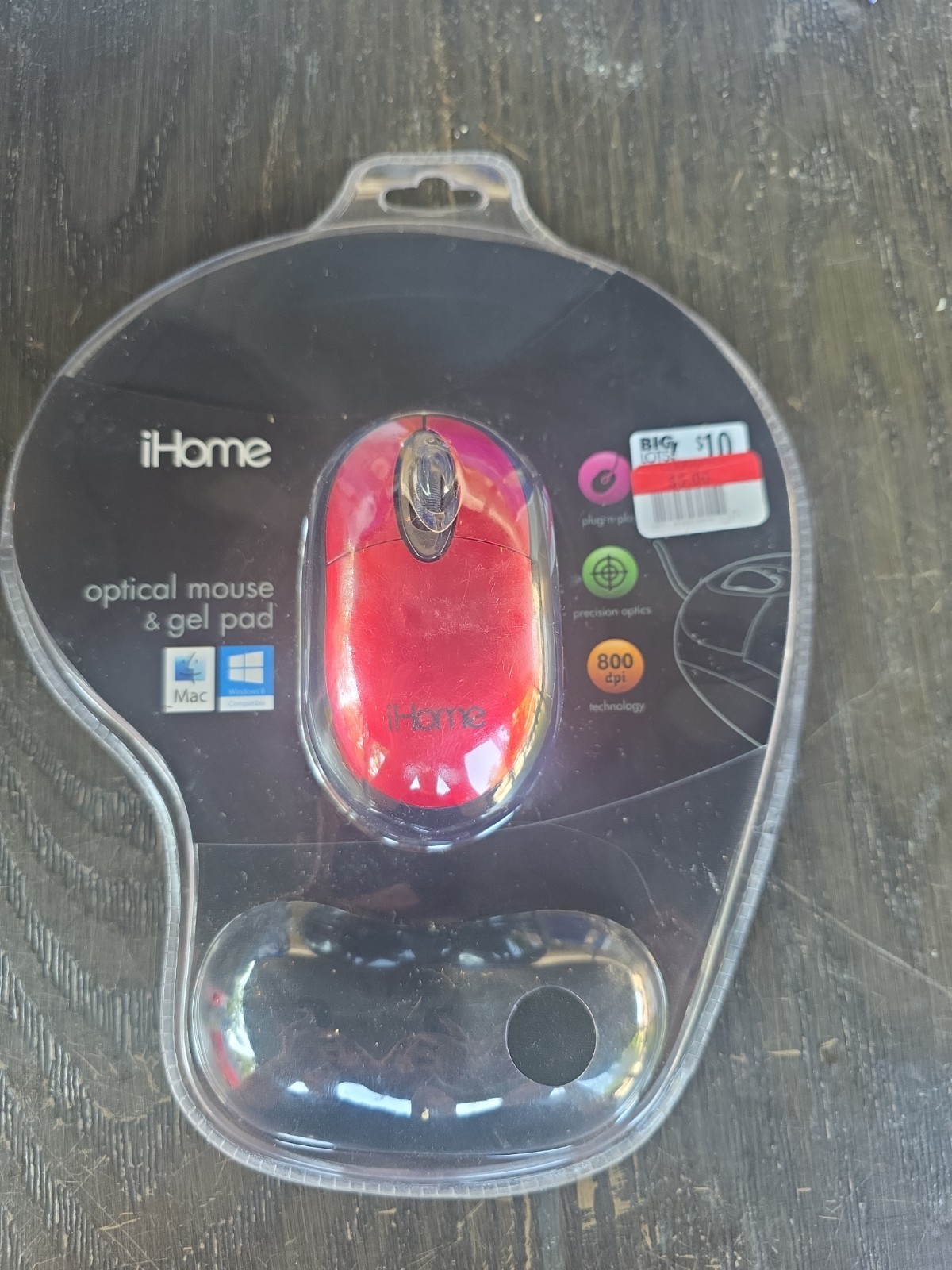 i-Home- Black Red Optical Wired Mouse and Gel Pad Combo Set- PC/Mac 