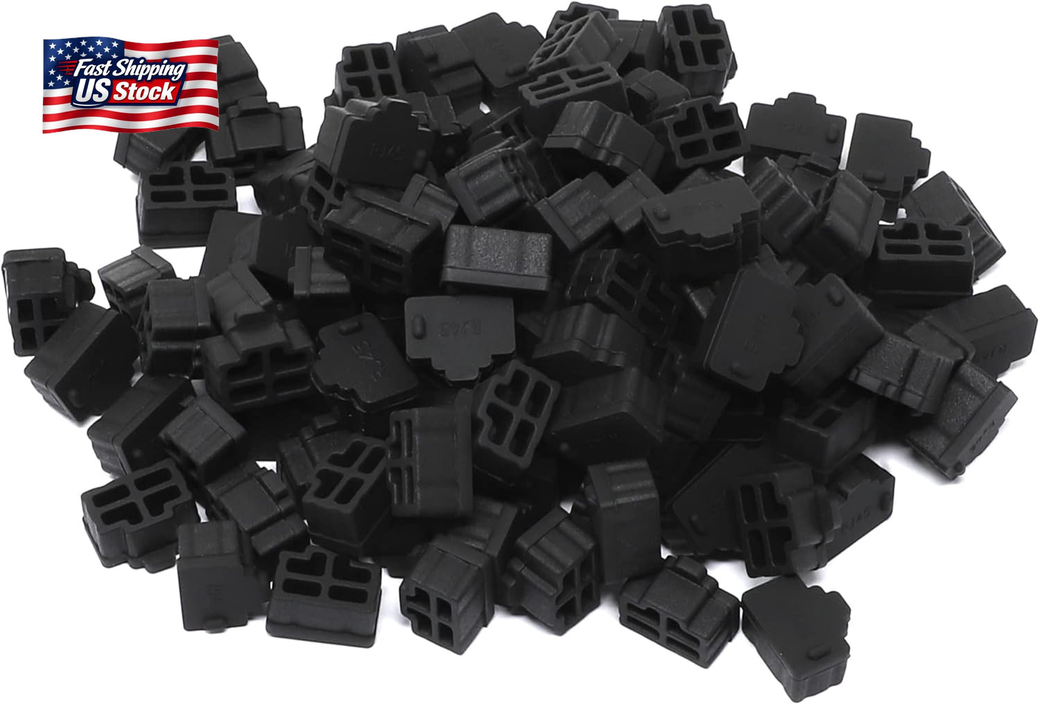 Iexcell 125 Pcs Black Silicone Ethernet Hub Port RJ45 Anti-Dust Cover Cap Protec