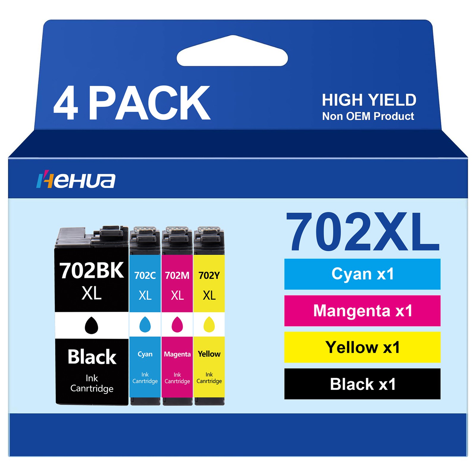 4PK 702XL T702XL Ink Cartridges for Epson 702 WorkForce WF-3720 WF-3730 WF-3733