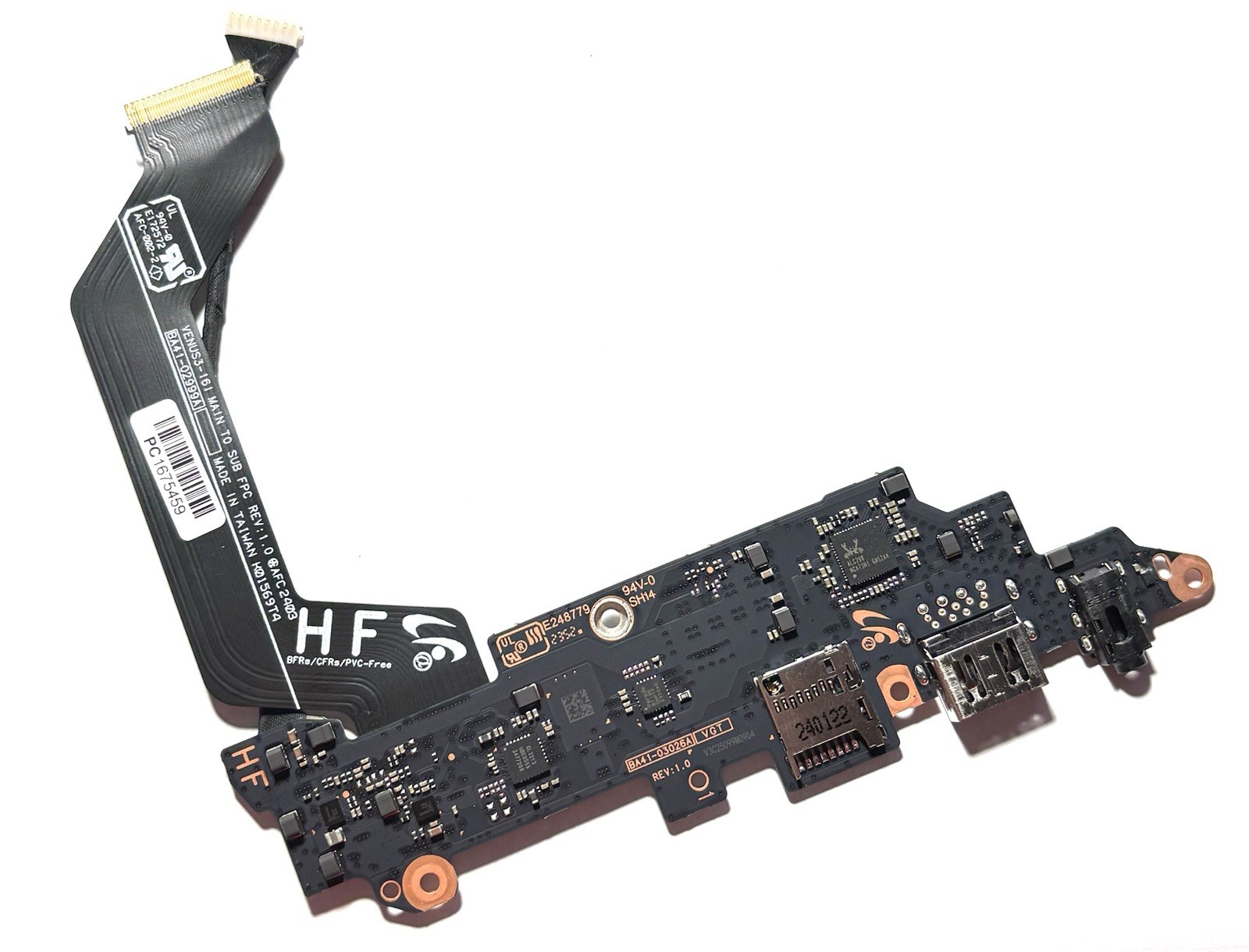 BA41-03026A Samsung Galaxy NP960XGK 16" USB Card Reader WiFi Audio Board Cable