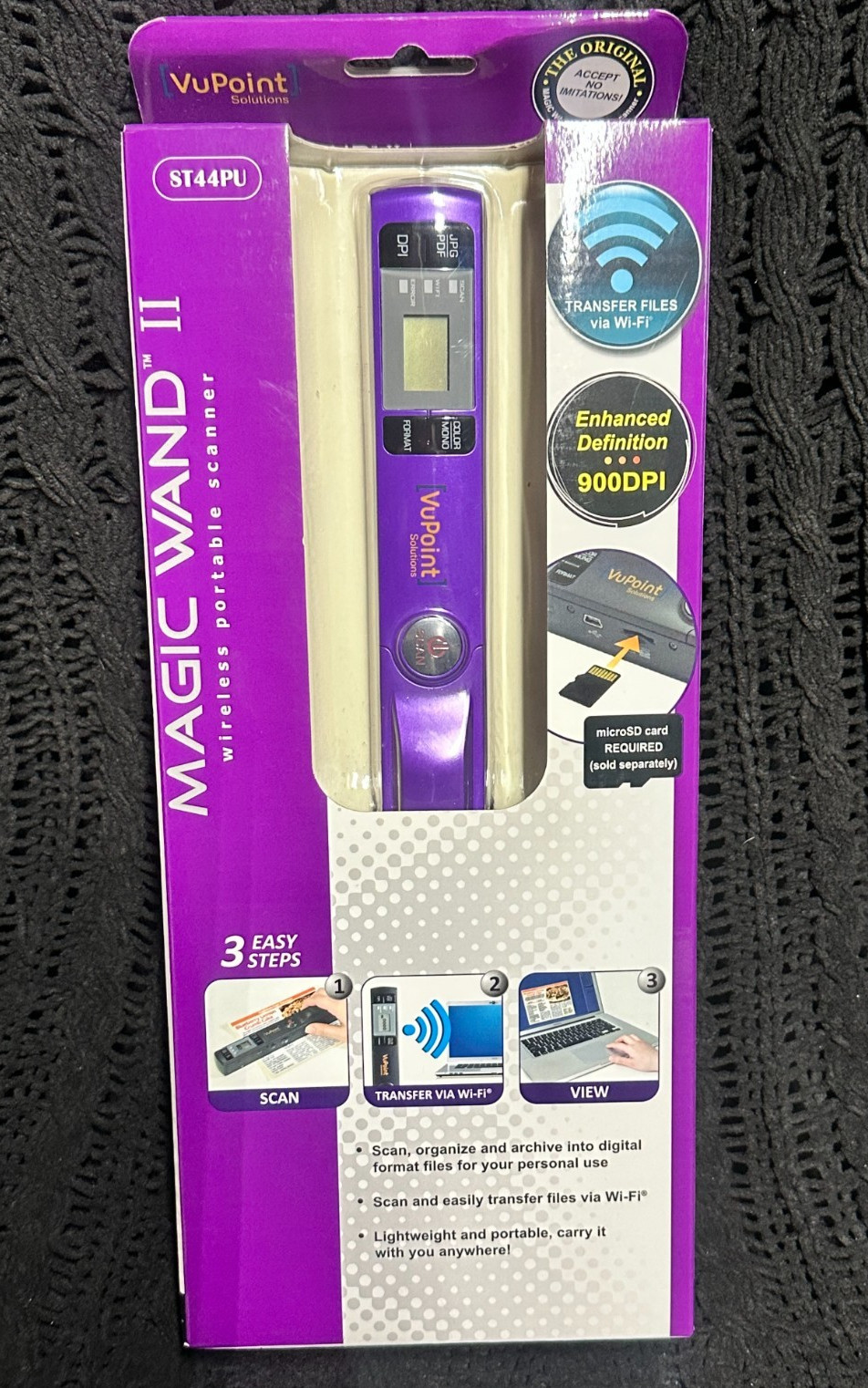 NEW - VuPoint Magic Wand II Portable Scanner ST44PU WIFI Wireless Purple SEALED