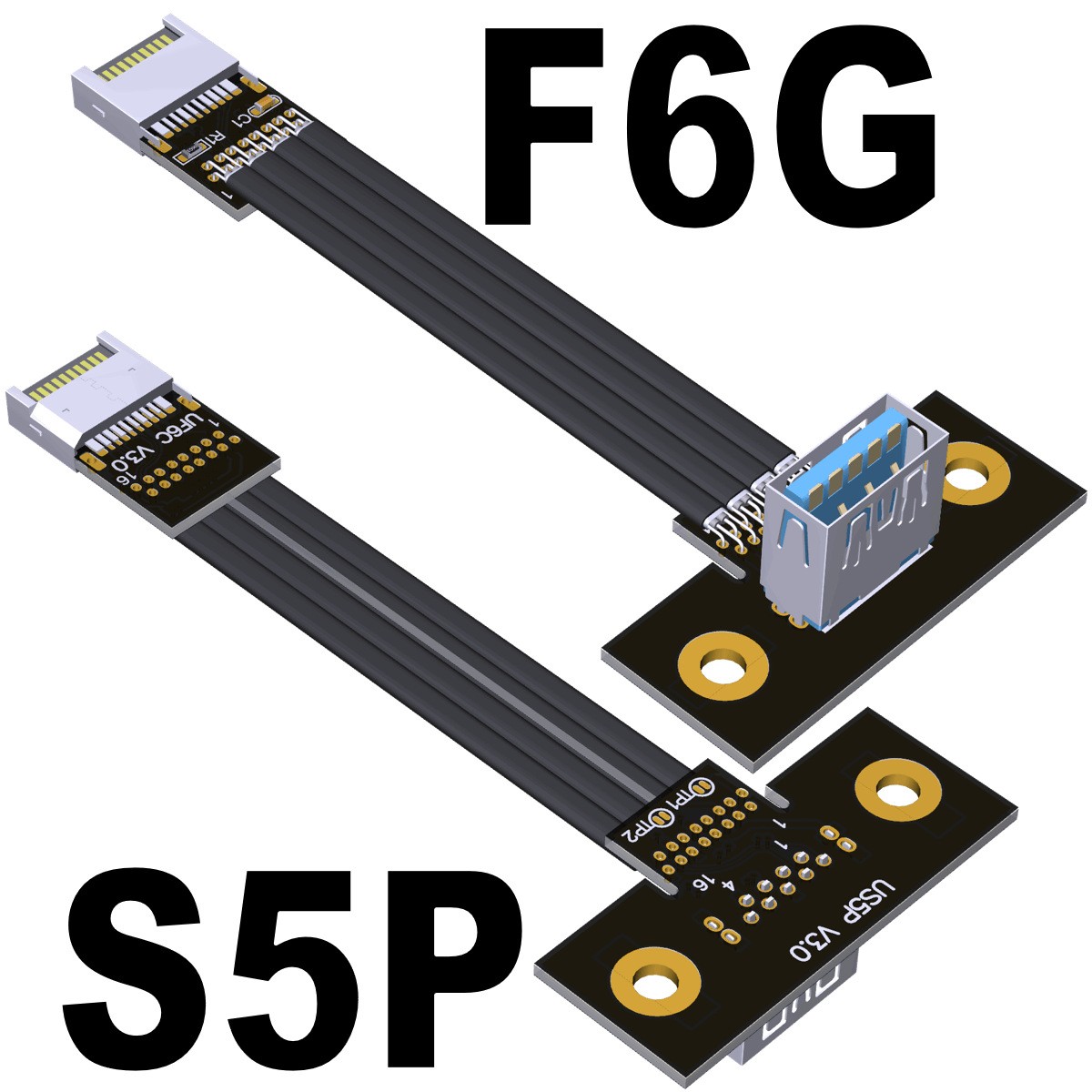 ADT-Link USB3.1 Type-E Extension Shielded Cable Motherboard Front Right Angle