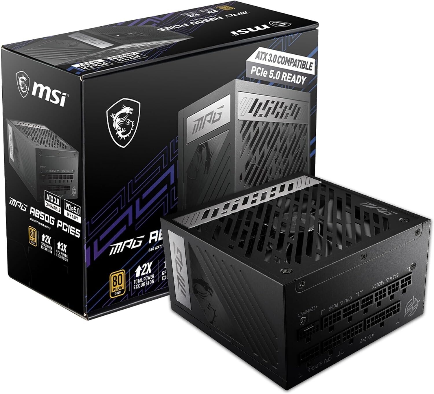 (Factory Refurbished) MSI MPG A850G PCIE 5 80 Plus Gold 850W ATX3.0 Power Supply
