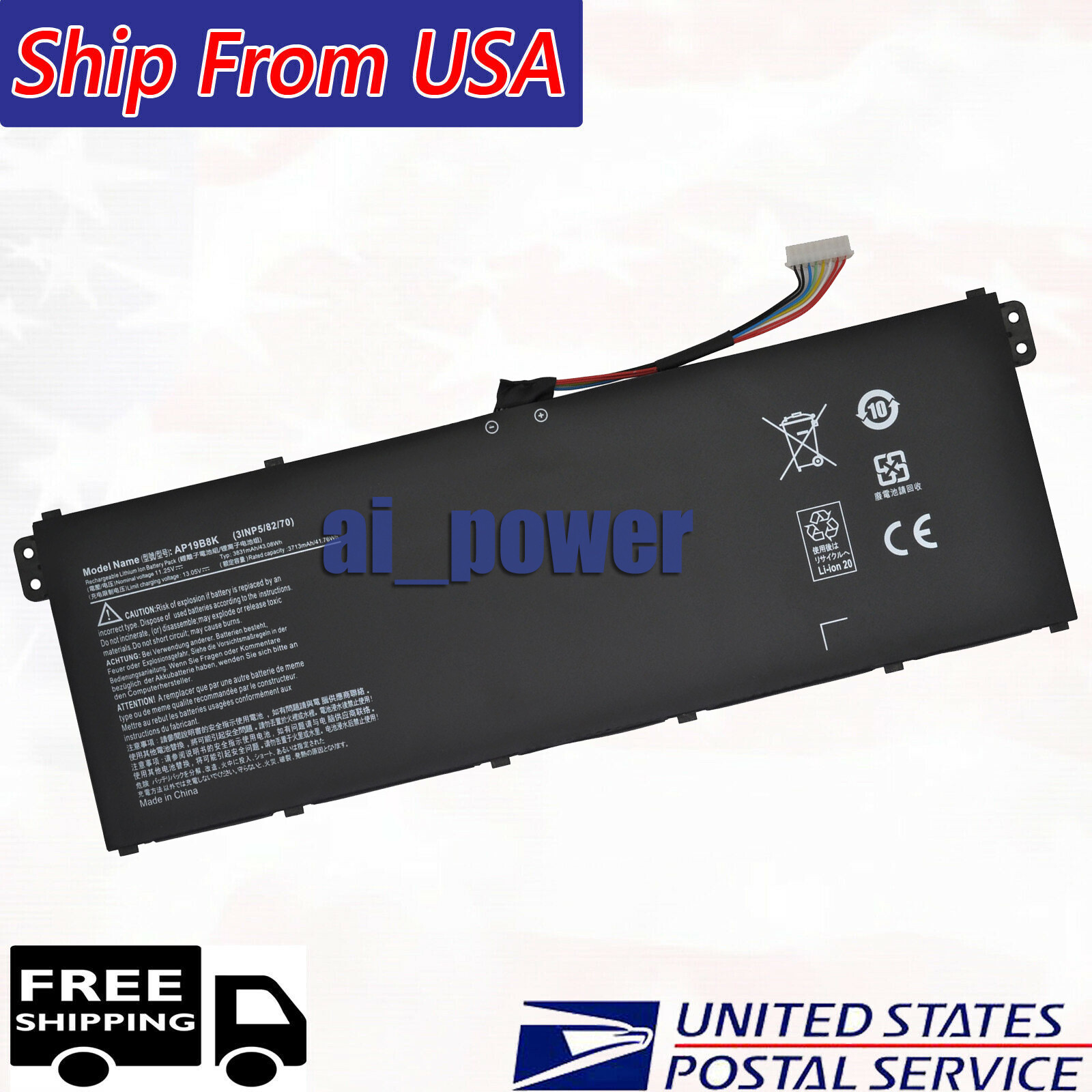 AP19B8K 3INP5/82/70 43.08Wh Battery For Acer Aspire A315-23 A315-58 A317-52/53