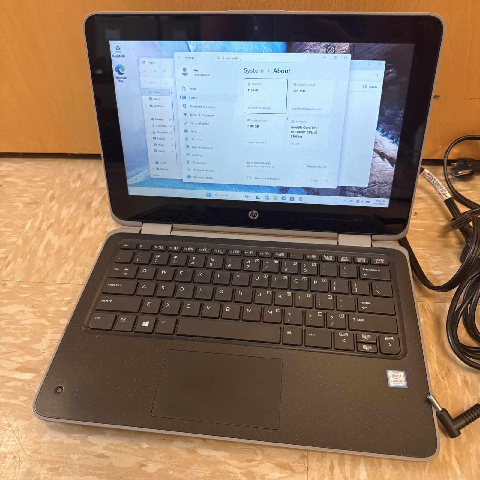 HP ProBook x360 11 G4 EE 2-in-1 Intel Core M3-8100Y @1.1 GHz 8GB RAM 128GB SSD