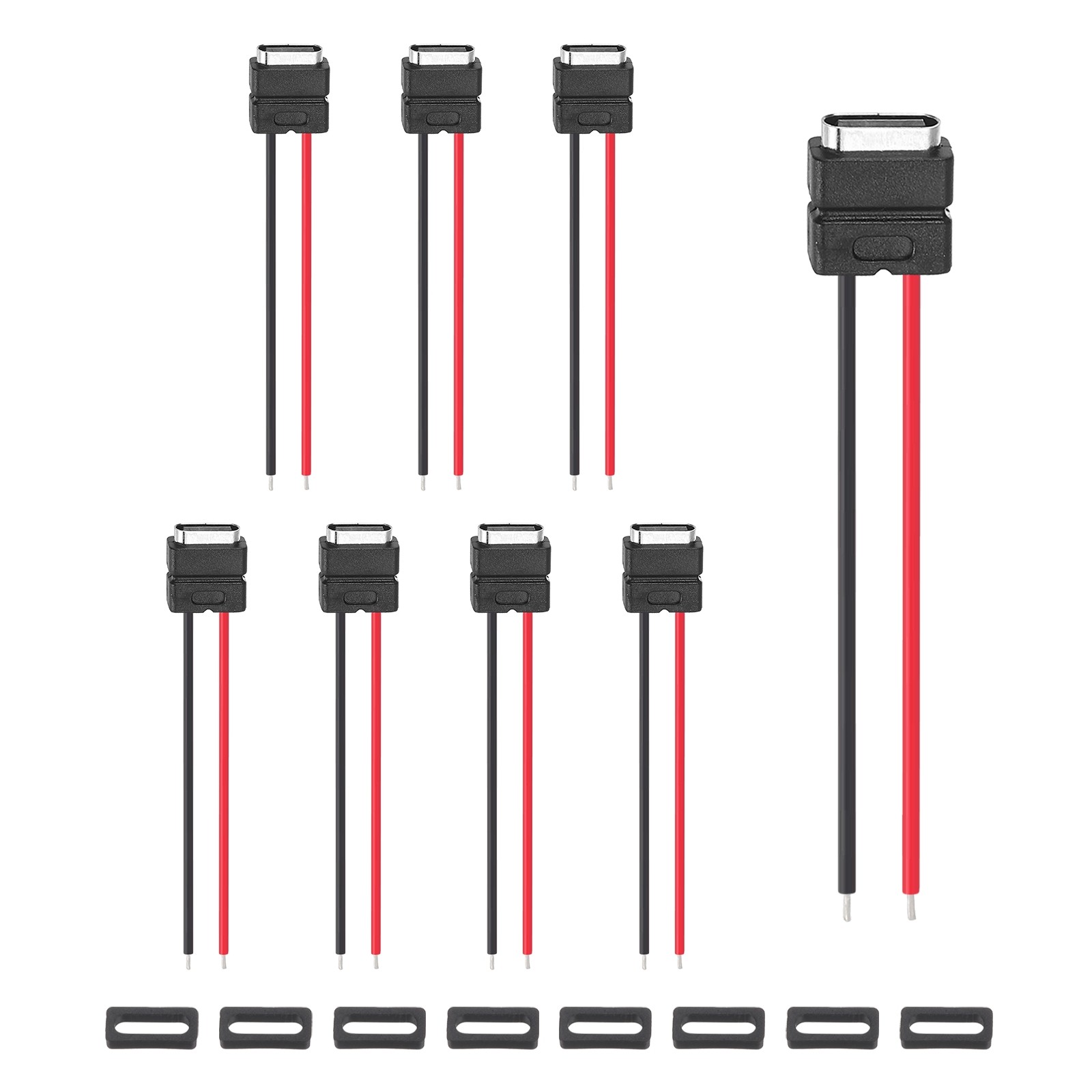 8Pcs Type-C Female 2 Pin Bare Wire Socket