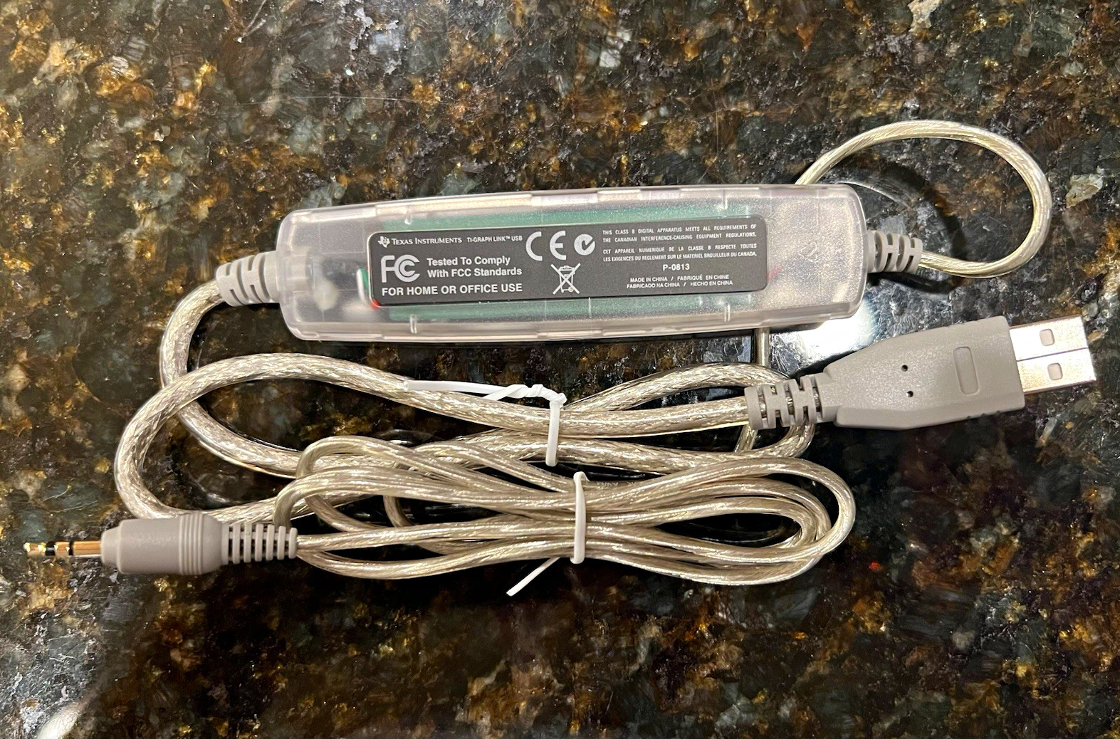 Texas Instruments TI-Graph Link Cable, USB-A to 2.5mm Jack, OEM Model P-0813 
