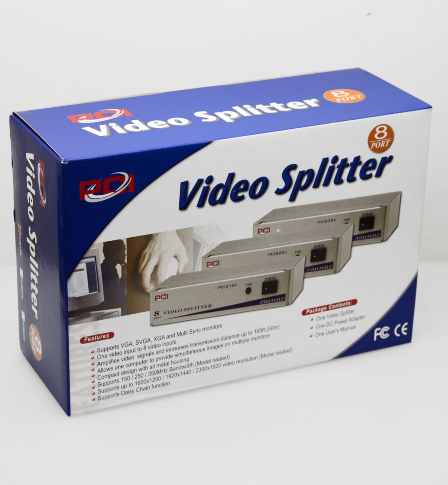 8 Ports VGA Splitter 1 PC Video Distribution into 8 Monitor