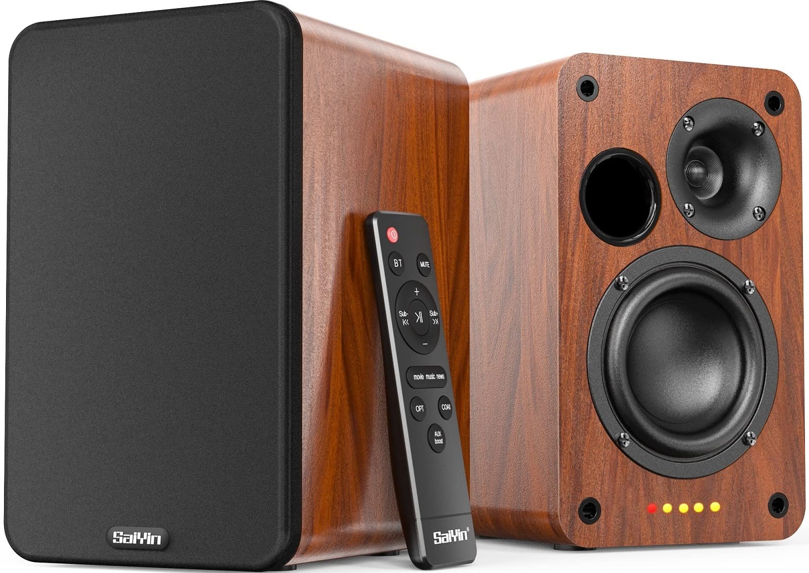 Saiyin Powered Bluetooth Bookshelf Speakers 3.5 Inch Woofer