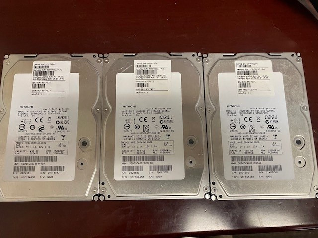 Three Hitachi 450GB 15K 3.5" SAS Server Storage Hard Drive