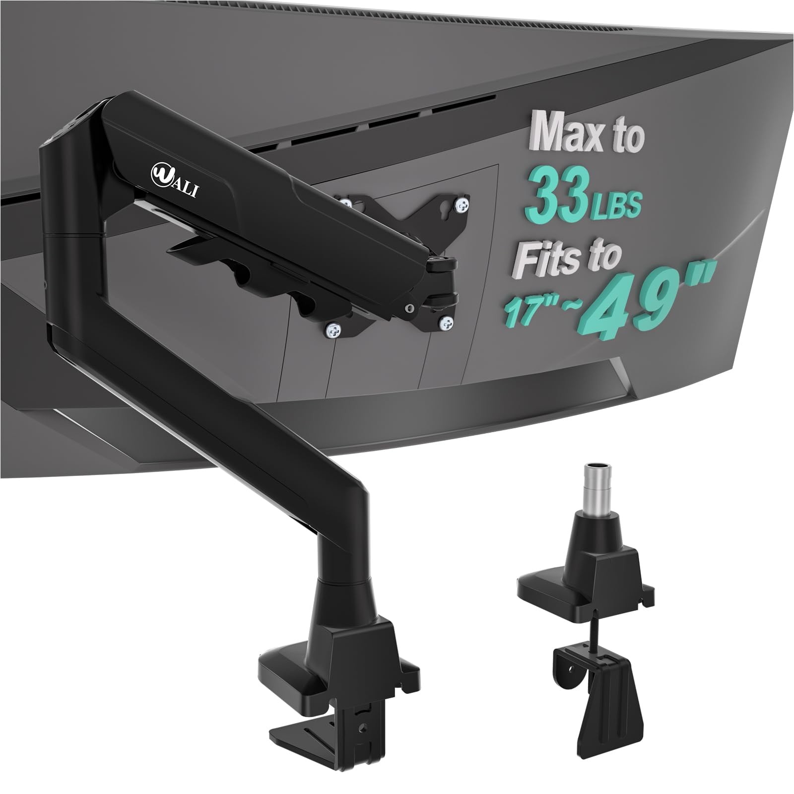 WALI Heavy Duty Single Monitor Arm for 1749 Inch Flat Curved Ultrawide Screen...