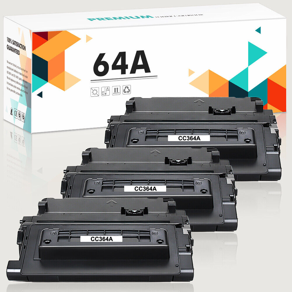 3PK CC364A 64A Black High Yield Toner Compatible With HP LaserJet P4014n P4015n