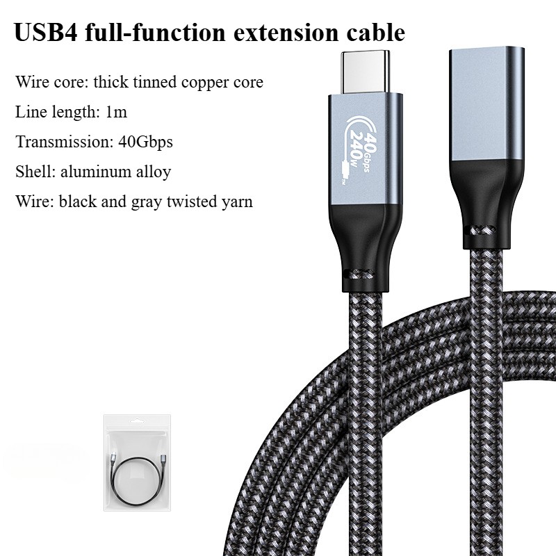 USB4 40Gbps Extension Cable PD 240W Fast Charge Thunderbolt 4/3 & 5K@60Hz