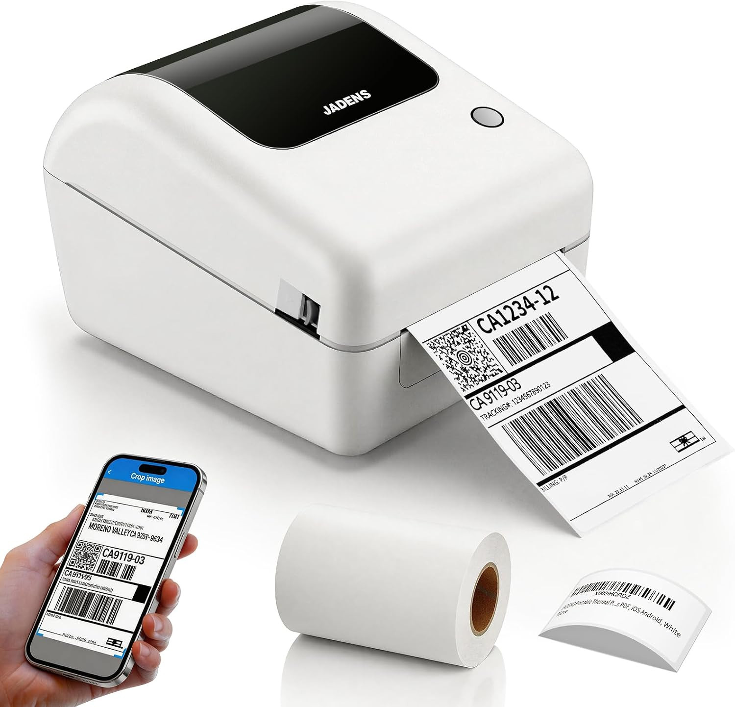 Bluetooth Thermal Shipping Label Printer with Built-In Label Bin, Wireless 4X6 L