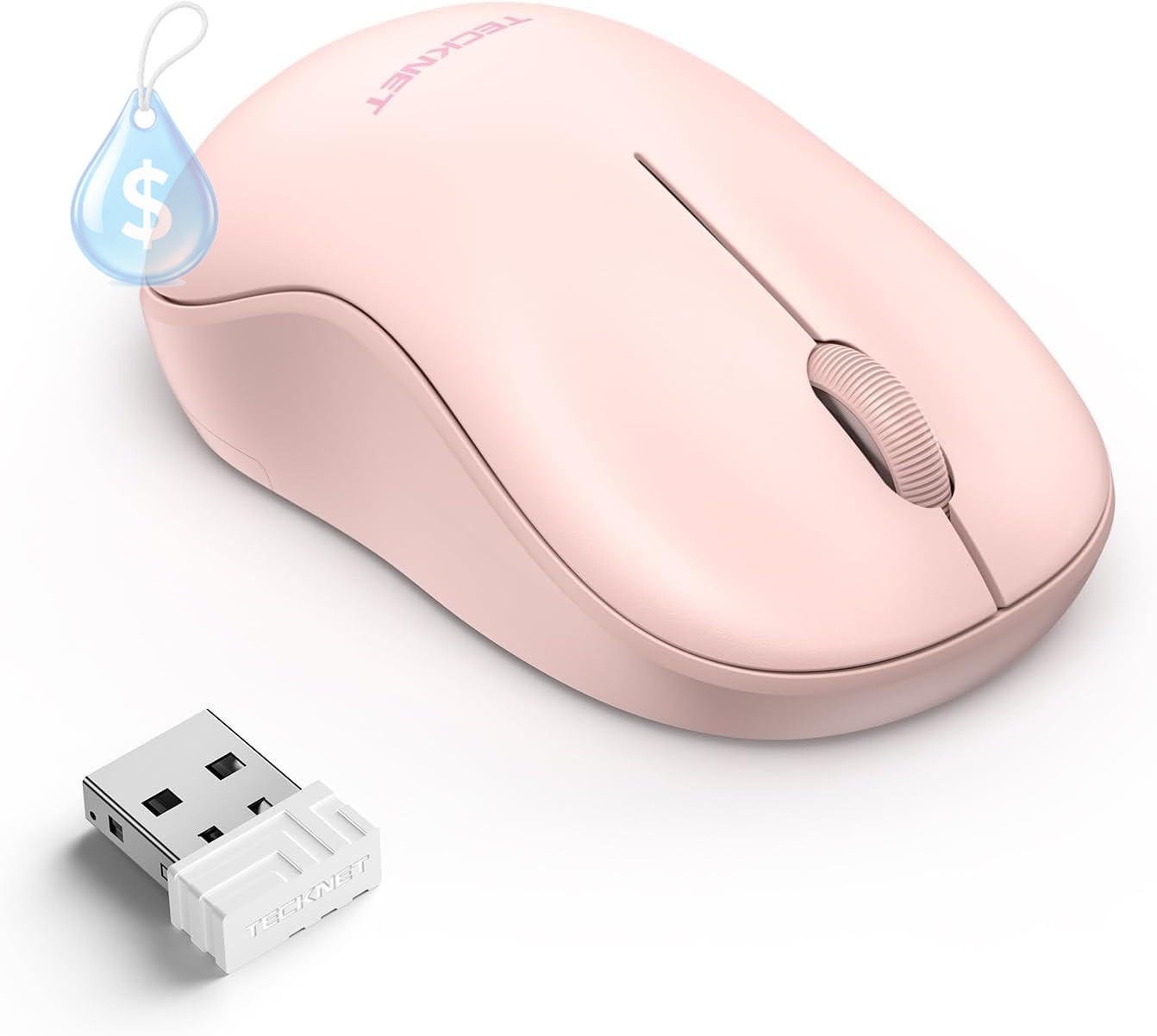 Portable Ambidextrous 2.4 Ghz Wireless Mouse for Laptop- Pink