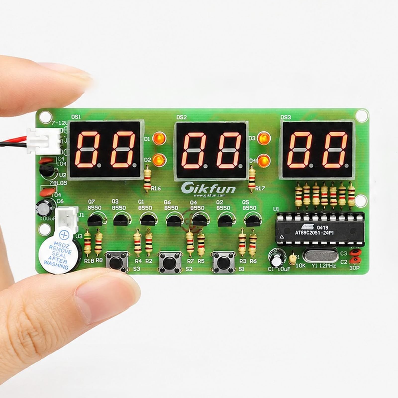 6 Bits Digital LED Electronic Clock DIY Kits PCB Soldering Practice Learning ...