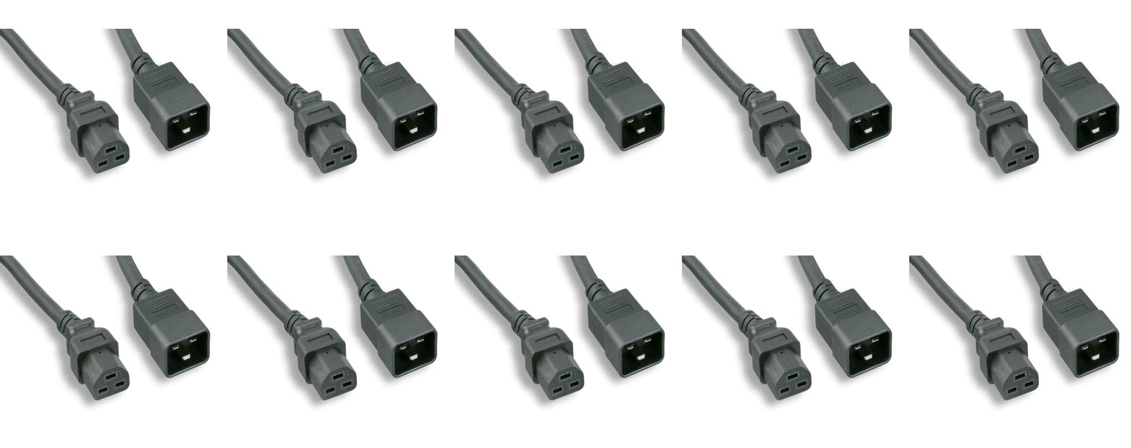 Heavy Duty 12 Awg C20 C21 Universal Jumper Power Cord Black 15FT 5M 10 Pack NEMA