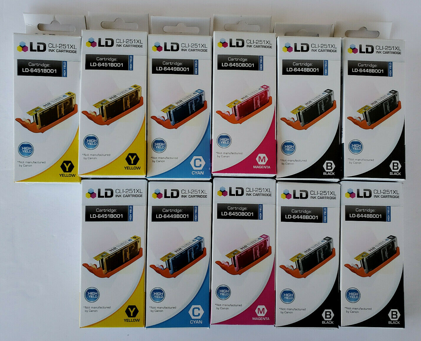 11 EXPIRED LD CLI-251XL, 3 Yellow, 2 Cyan, 4 black and 2 Magenta Ink Cartridges