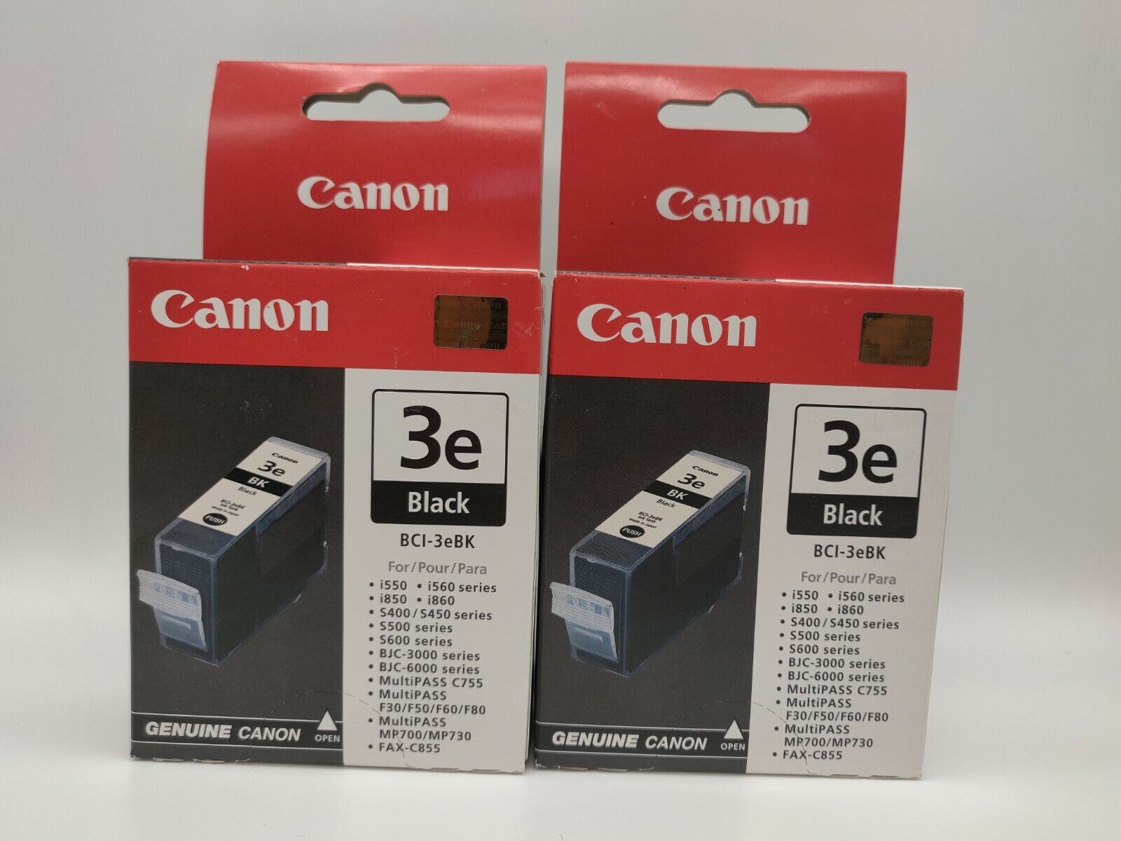 Lot of 2 Canon BCI-3e BCI-3ebk BK Black Ink GENUINE NEW D2