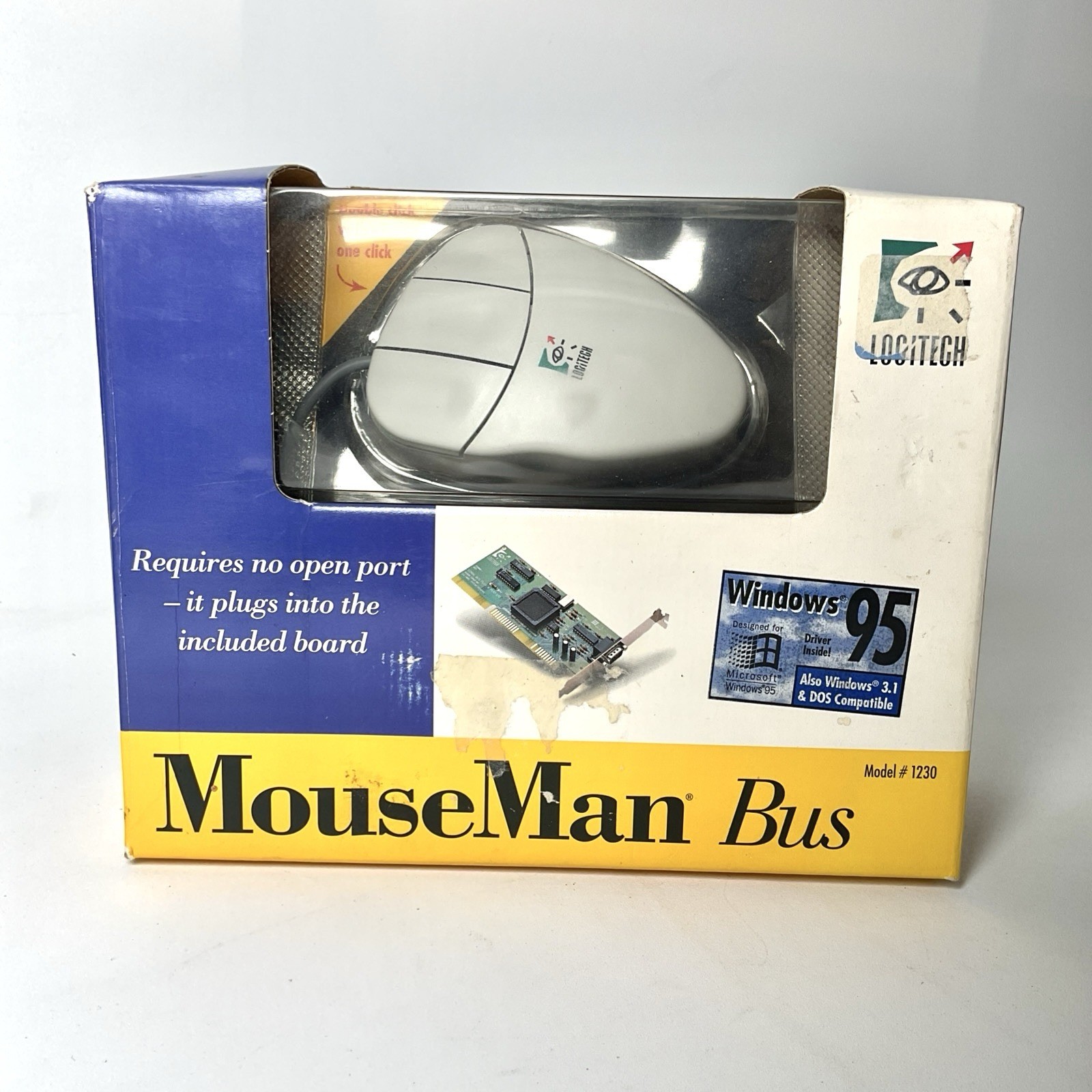 Logitech Mouse man Bus Model 1230 For IBM Compatibles Vintage - Open Box