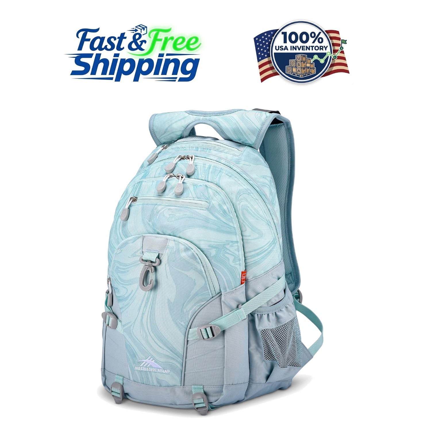 Stylish Water-Resistant Marble Backpack with Padded Straps & Tablet Sleeve