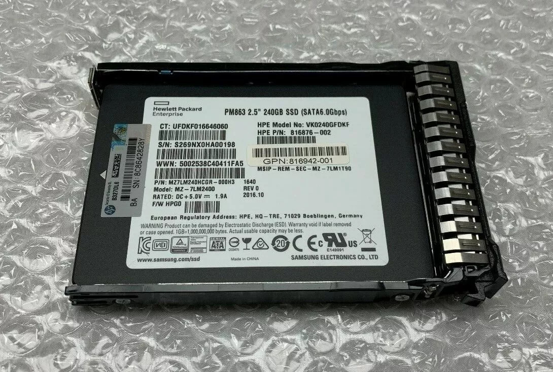 NEW HPE 2.5" 240GB SATA 6G G8 G9 Gen10 Server SSD Replace P05924-B21 P08565-001
