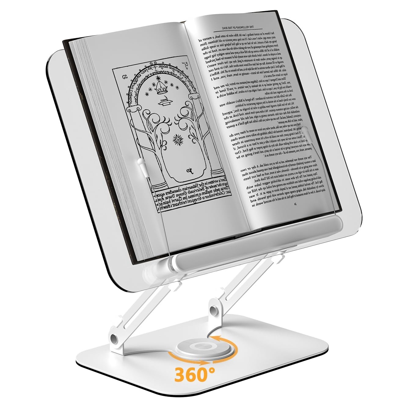 Alitamei Acrylic Book Stand 360° Rotating Base, Adjustable Book Holder Page