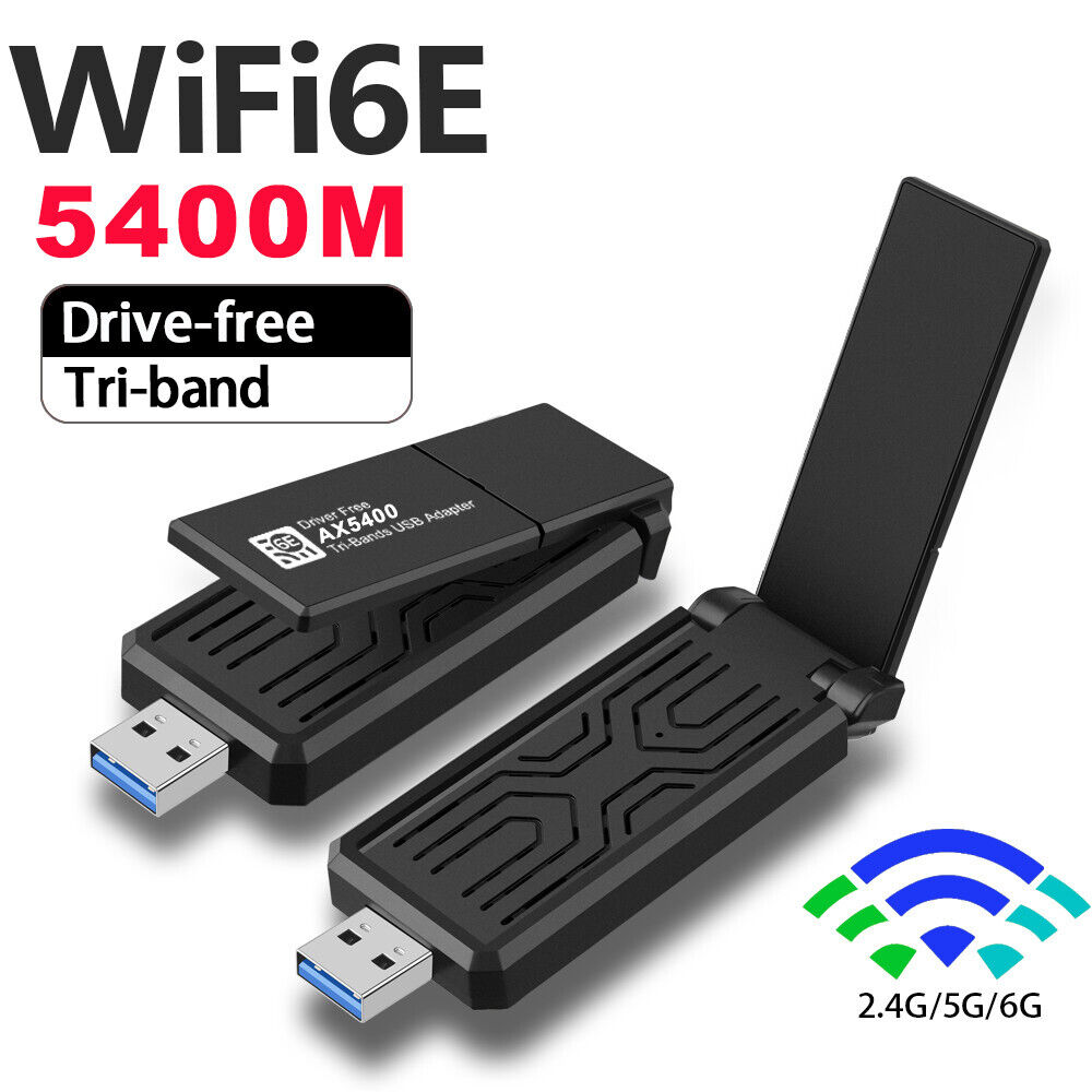 WiFi6E Tri-band AX5400 USB3.0 WiFi Adapter 2.4GHz+5GH+6GHz Wireless Network Card