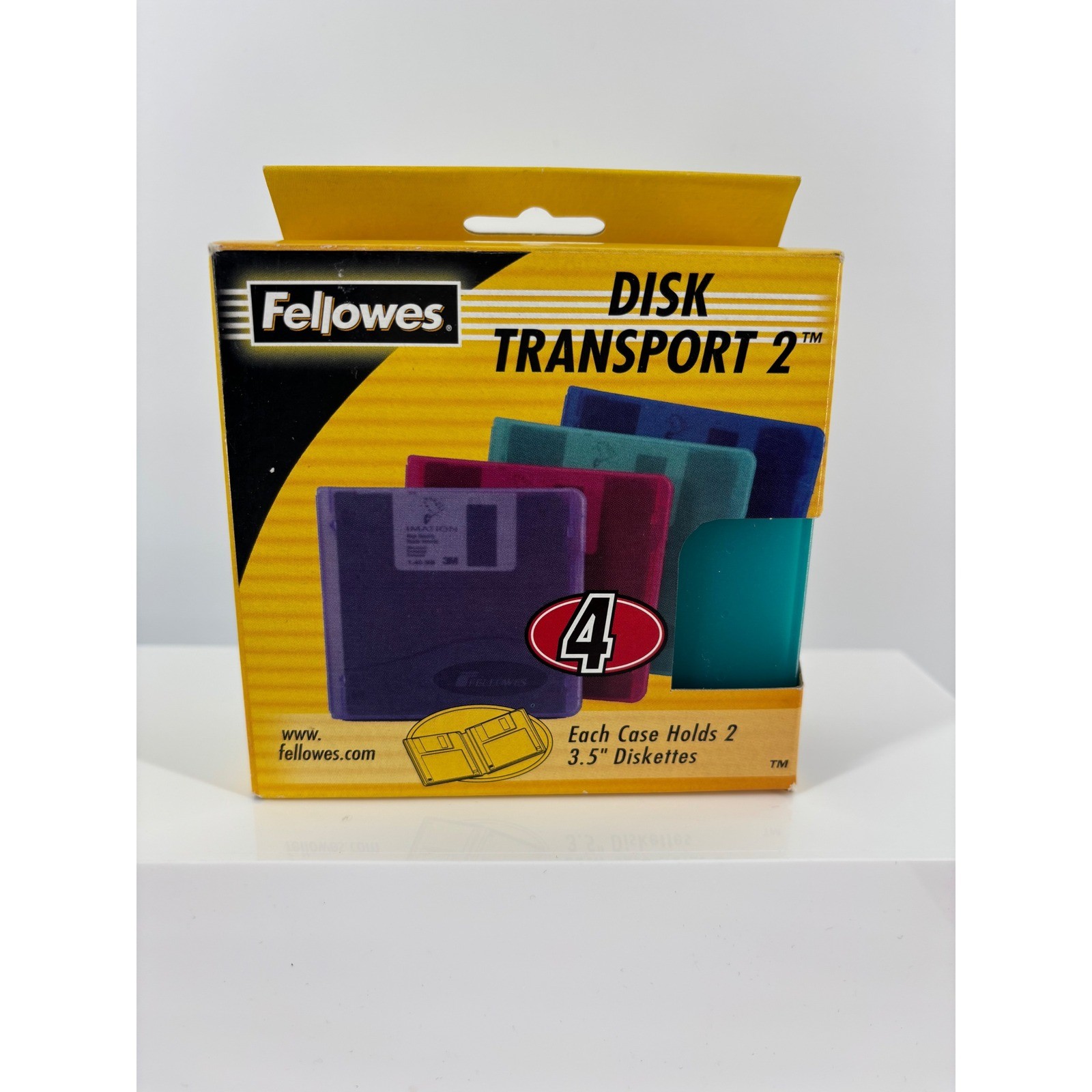 Fellowes Disk Transport 2 Floppy Disk Storage Cases 4 Pack 3.5 Inch Multi-Color
