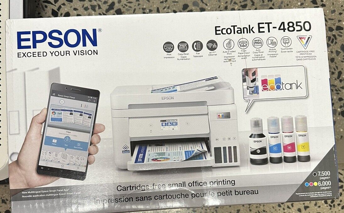 Epson EcoTank ET-4850 Color Inkjet All-In-One Printer - White