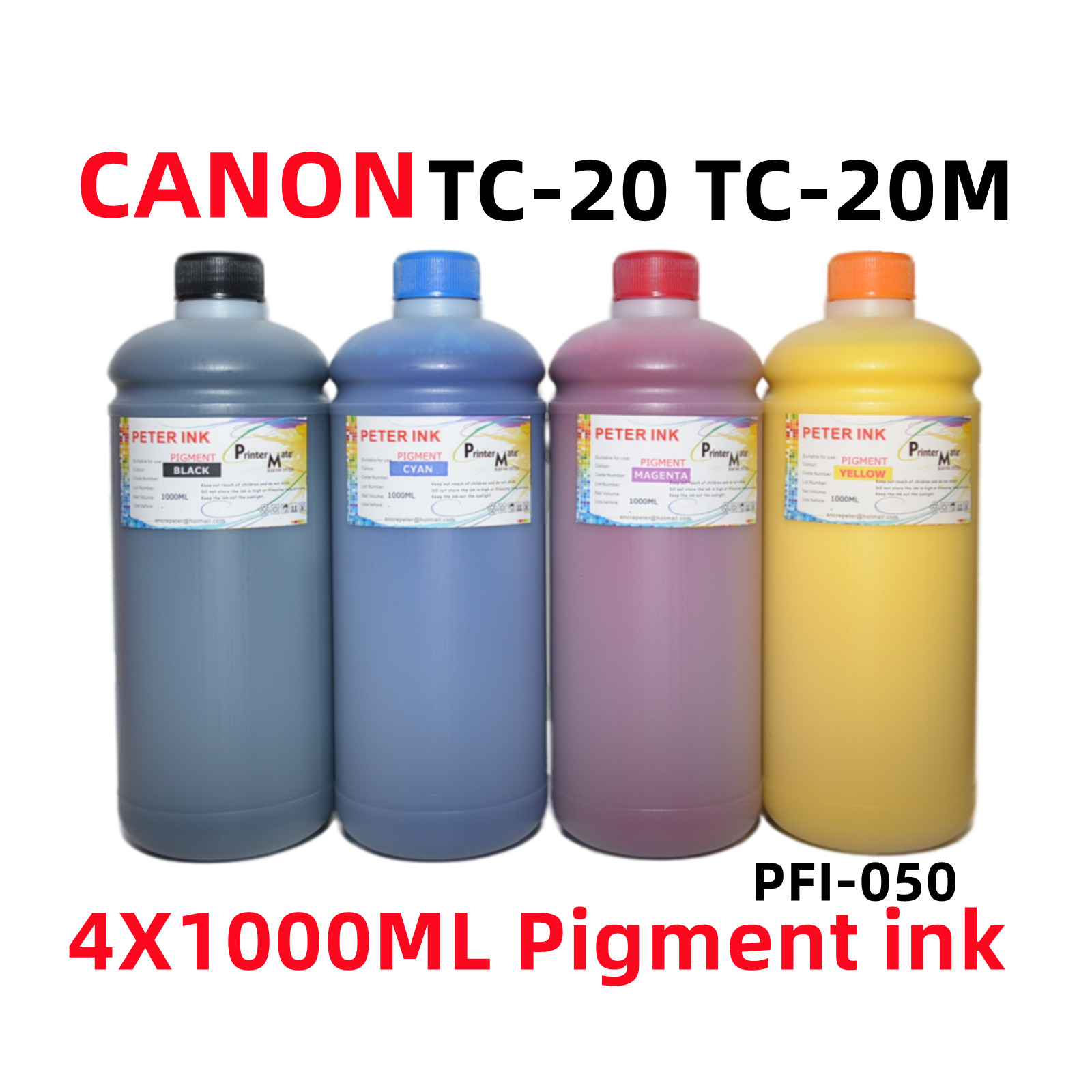 4X1000ML Pigment Ink refills CANON imagePROGRAF TC-20 TC-20M PFI-050