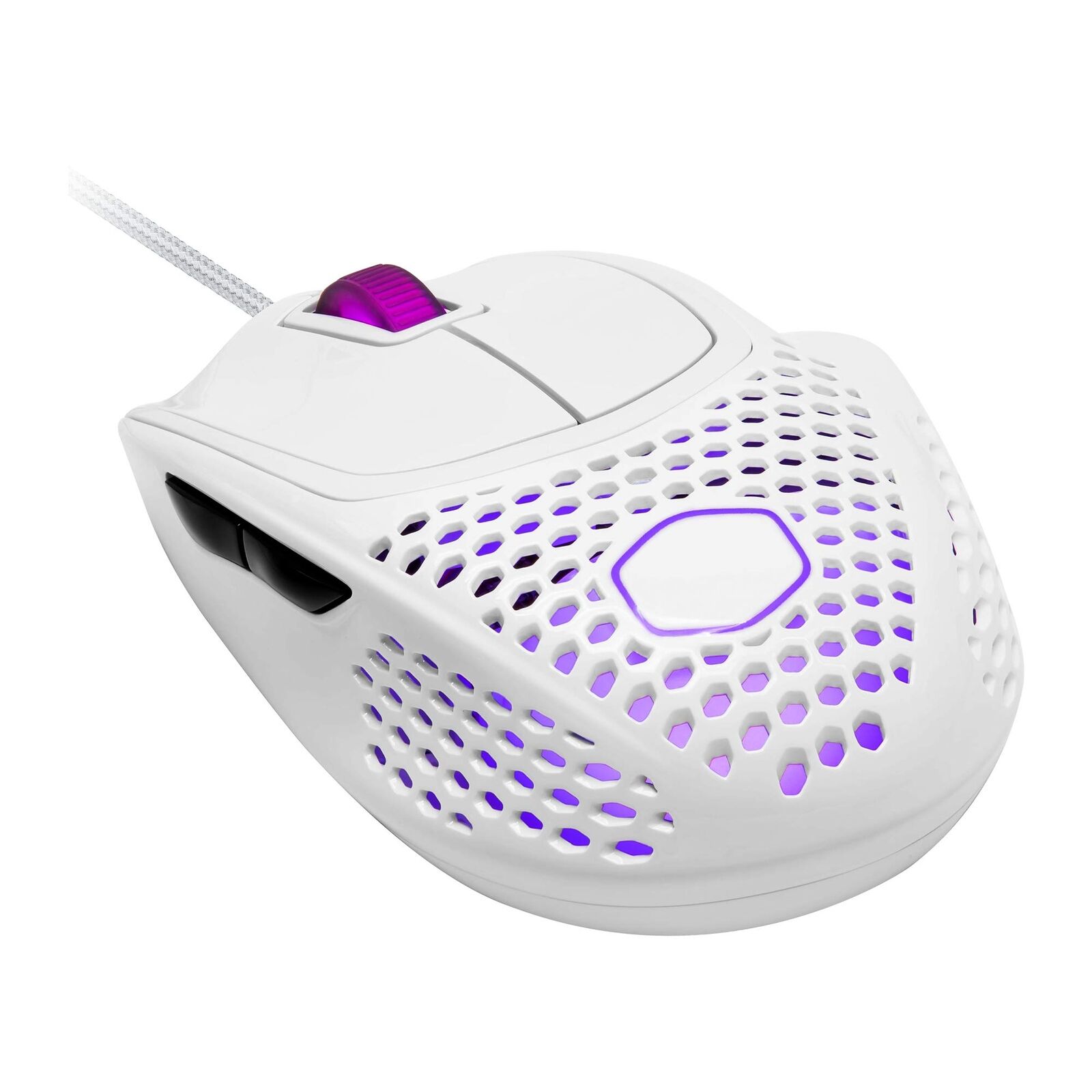 Cooler Master MM720 White Glossy Lightweight Gaming Mouse with Ultraweave Cable,