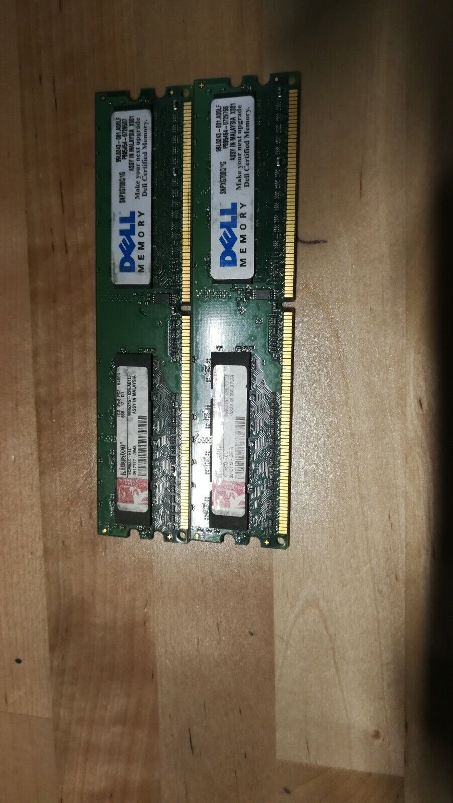 2GB SET - DELL 1GB X 2 PC2-6400U DDR2 DESKTOP MEMORY RAM - .