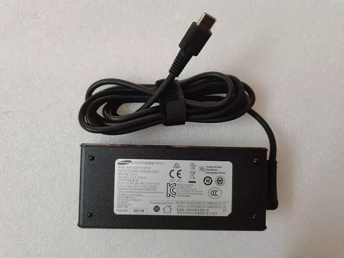 20V 3.25A For Samsung Galaxy Book3 360 NP750QFG-KA2US Original 65W USB-C Adapter
