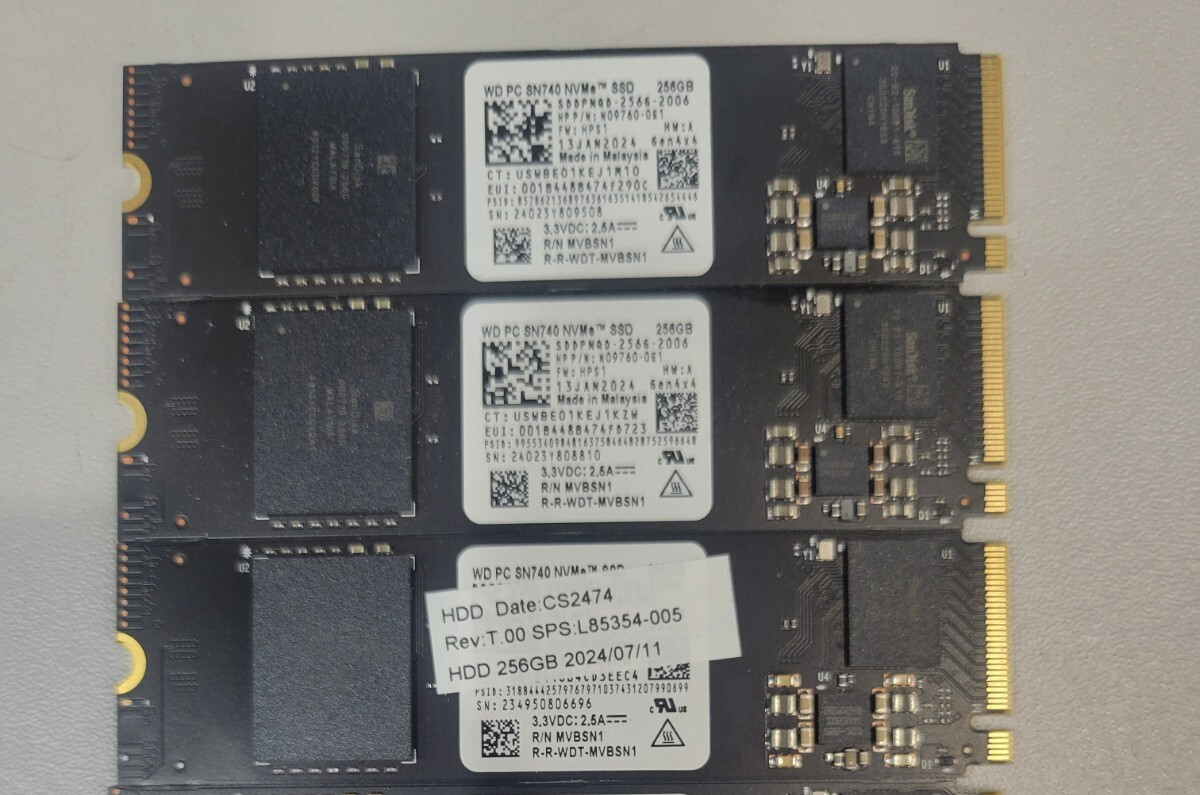 Western Digital PC SN740 256GB M.2 2280 NVMe Internal SSD, New Pulls X 3
