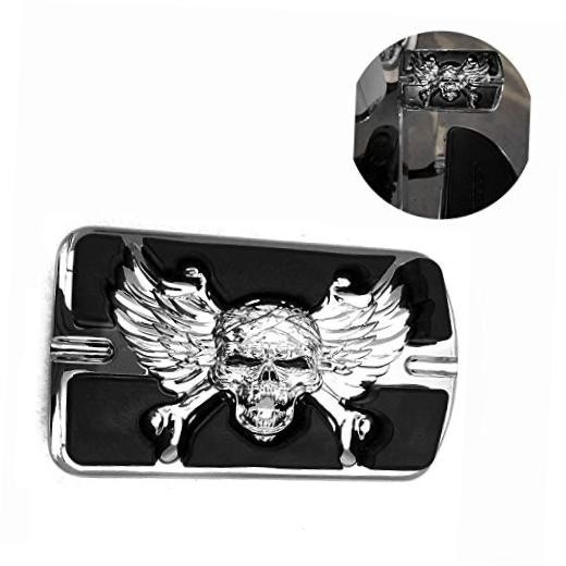 XKMT- Wing Skull Zombie Emblemd Compatible With Large Brake Pedal Chrome