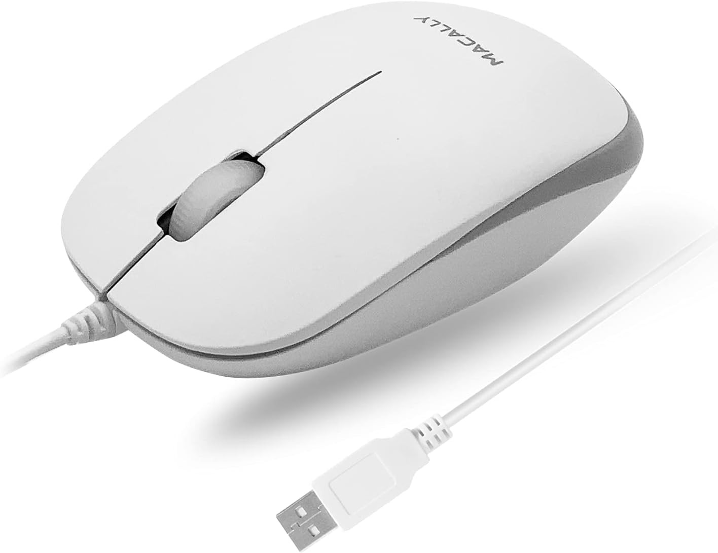 Macally USB Wired Mouse for Mac and Windows - Plug and Play 3 Button Corded Comp
