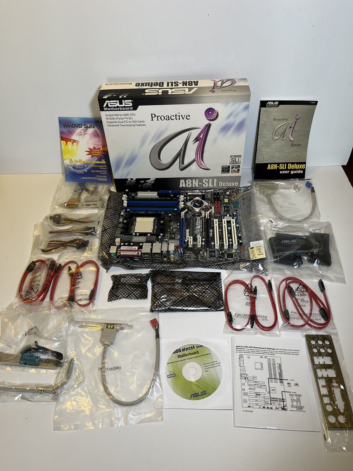 Asus A8N-SLI Deluxe Motherboard Socket 939 for AMD CPU NVidia NForce 4 OPEN BOX