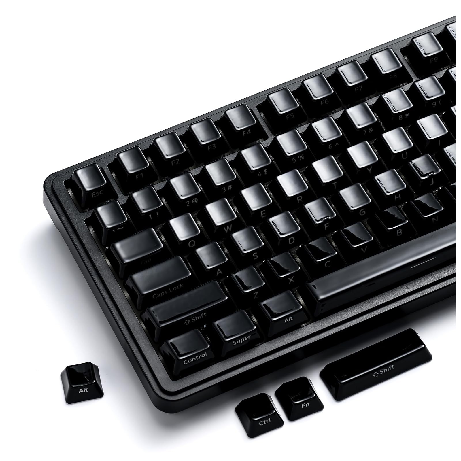 120 Keys Black Ceramic Shine Through Keycaps